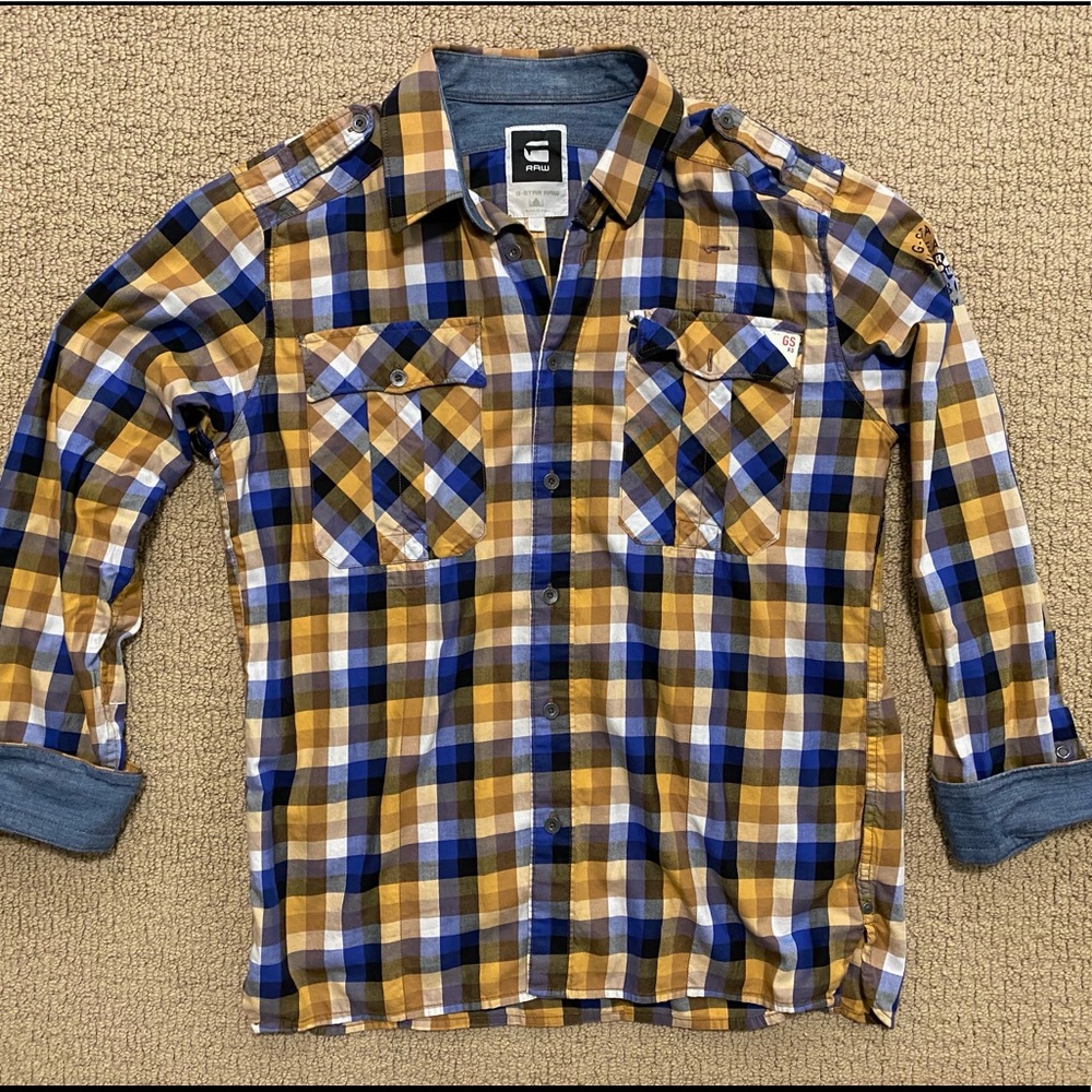 G Star Raw Size XL Plaid Shirt